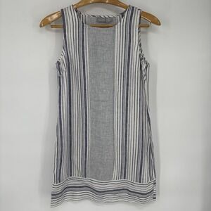 Kenar Womens Linen Tank Dress 6 Blue White Stripe Preppy Beachy Resort Coastal56